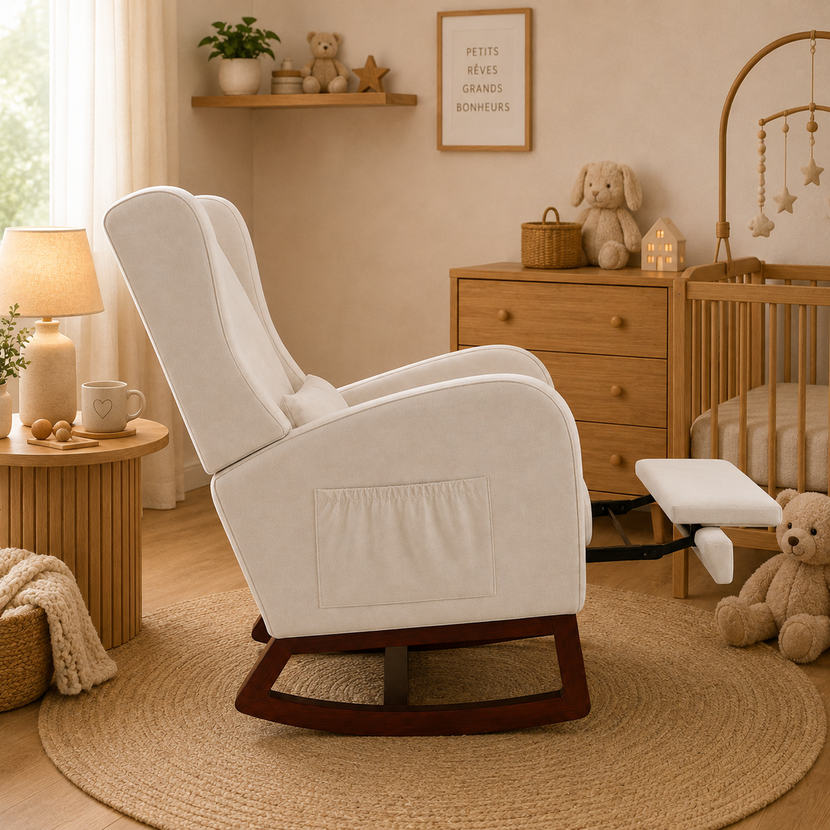 Fauteuil allaitement à bascule – rocking-chair « Maman Confort »