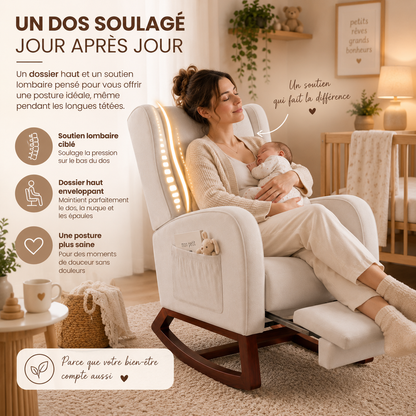 Fauteuil allaitement à bascule – rocking-chair « Maman Confort »