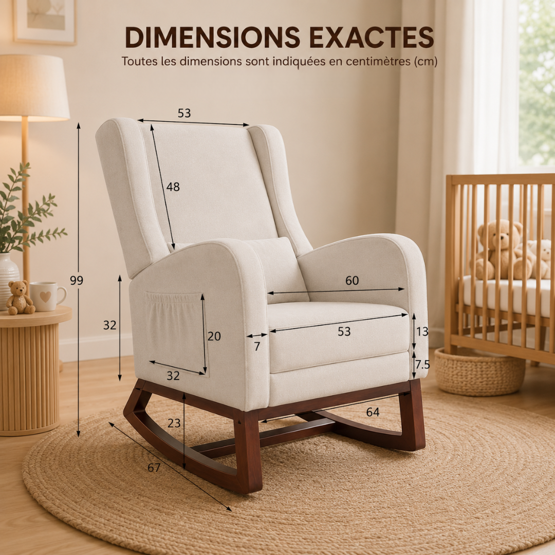 Fauteuil allaitement à bascule – rocking-chair « Maman Confort »